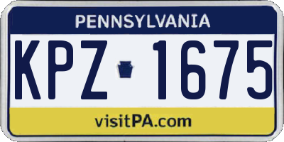 PA license plate KPZ1675
