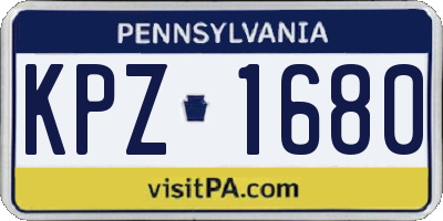 PA license plate KPZ1680