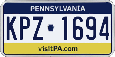 PA license plate KPZ1694