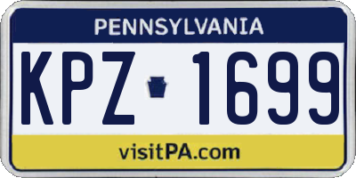 PA license plate KPZ1699