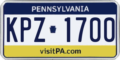 PA license plate KPZ1700