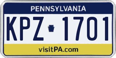 PA license plate KPZ1701