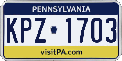 PA license plate KPZ1703