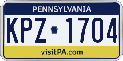 PA license plate KPZ1704