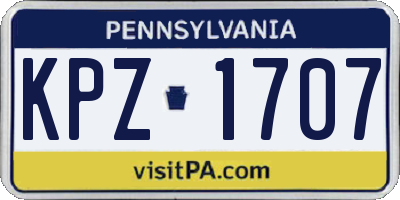 PA license plate KPZ1707