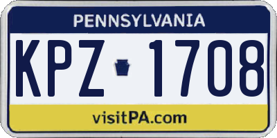 PA license plate KPZ1708