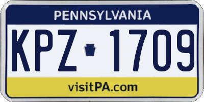PA license plate KPZ1709