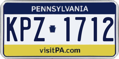 PA license plate KPZ1712