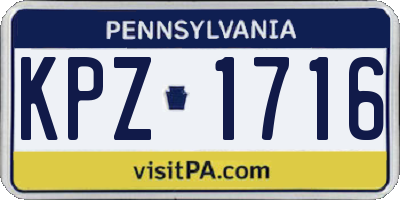 PA license plate KPZ1716