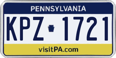 PA license plate KPZ1721