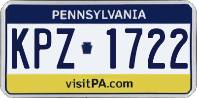 PA license plate KPZ1722