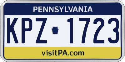 PA license plate KPZ1723