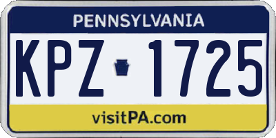 PA license plate KPZ1725