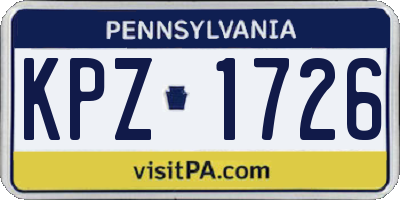 PA license plate KPZ1726