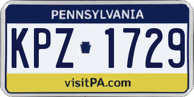 PA license plate KPZ1729