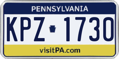 PA license plate KPZ1730