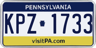 PA license plate KPZ1733