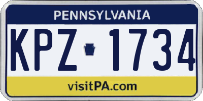 PA license plate KPZ1734