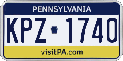 PA license plate KPZ1740