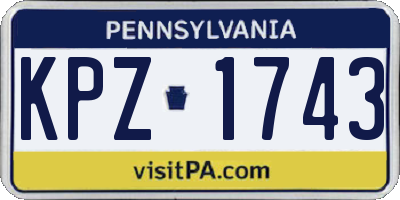 PA license plate KPZ1743