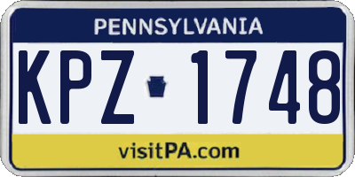 PA license plate KPZ1748