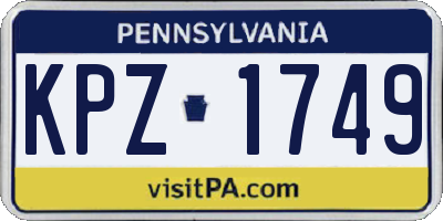 PA license plate KPZ1749