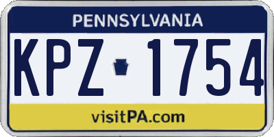 PA license plate KPZ1754