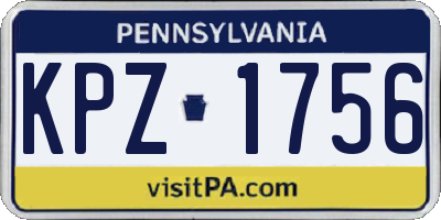 PA license plate KPZ1756