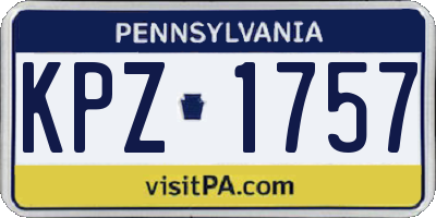 PA license plate KPZ1757