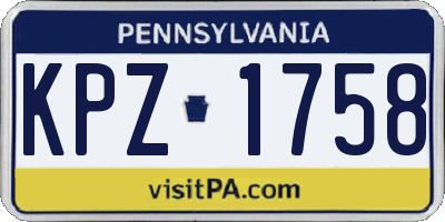 PA license plate KPZ1758