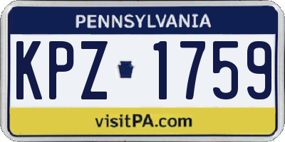 PA license plate KPZ1759