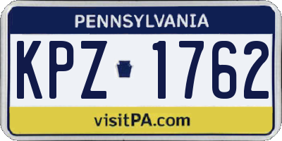 PA license plate KPZ1762