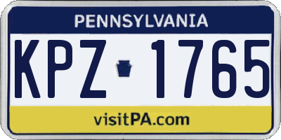 PA license plate KPZ1765