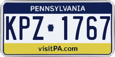 PA license plate KPZ1767