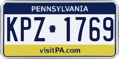 PA license plate KPZ1769