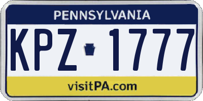 PA license plate KPZ1777