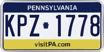 PA license plate KPZ1778