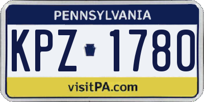 PA license plate KPZ1780