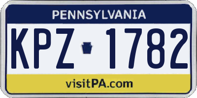 PA license plate KPZ1782
