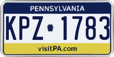 PA license plate KPZ1783