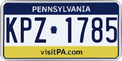 PA license plate KPZ1785