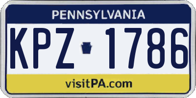 PA license plate KPZ1786