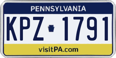 PA license plate KPZ1791