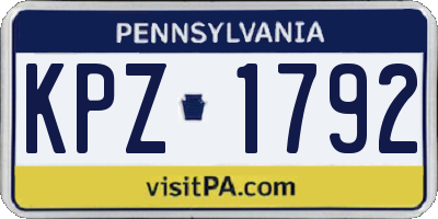 PA license plate KPZ1792