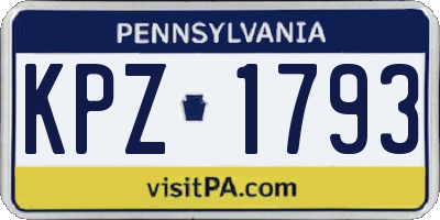 PA license plate KPZ1793