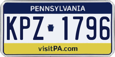 PA license plate KPZ1796