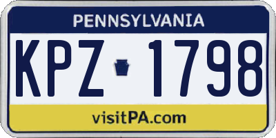 PA license plate KPZ1798