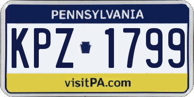PA license plate KPZ1799