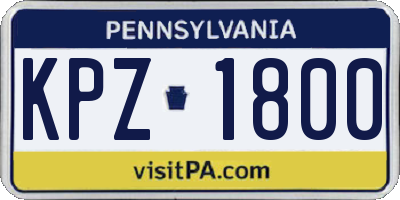 PA license plate KPZ1800