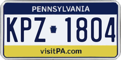 PA license plate KPZ1804